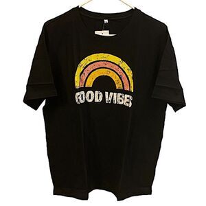 Good Vibes Rainbow Mens T-shirt Size XL Bohemian Retro Boho